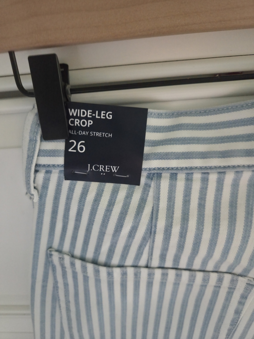 J. Crew Blue & White Striped Wide-Leg Crop Jeans - Picture 5 of 6